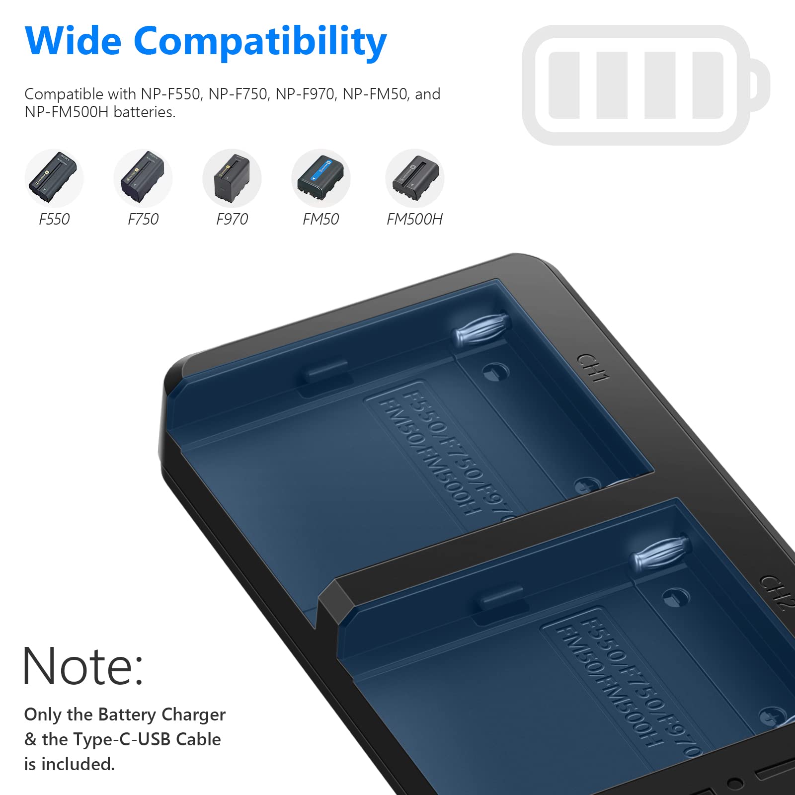 Foto 7 pulgar | Cargador Usb Dual Neewer para Sony Np-f970 Np-f960 Np-f950 - Venta Internacional