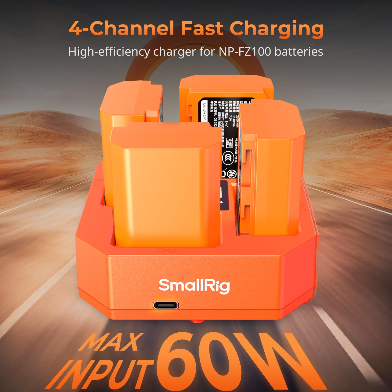 Foto 2 | Cargador De Batería De Cámara Smallrig De 4 Ranuras Para Sony Np-fz100 - Venta Internacional.