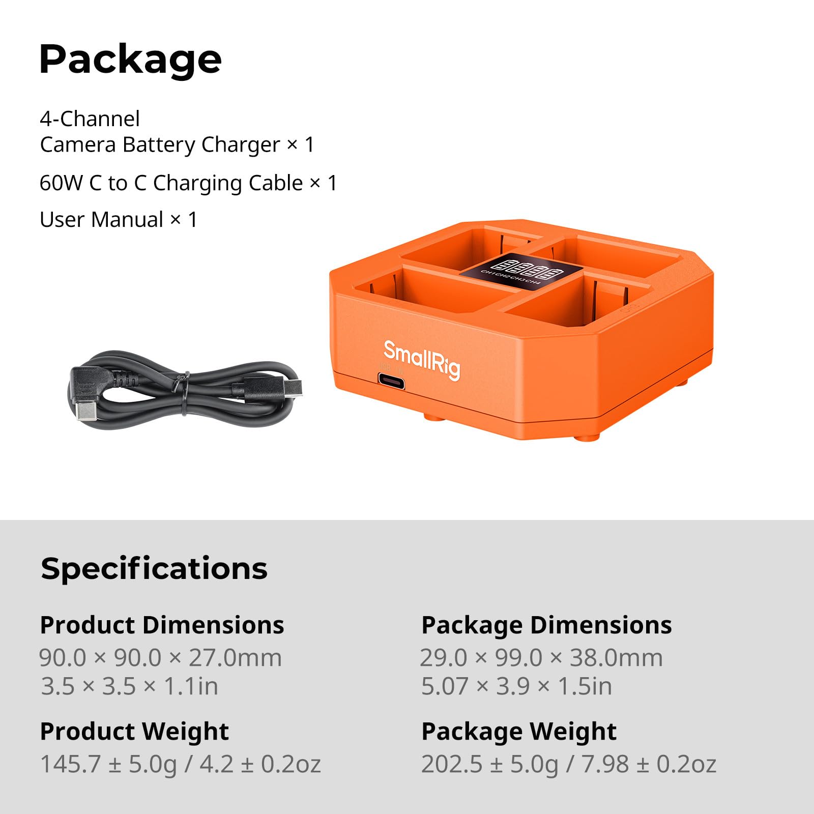 Foto 6 | Cargador De Batería De Cámara Smallrig De 4 Ranuras Para Sony Np-fz100 - Venta Internacional.