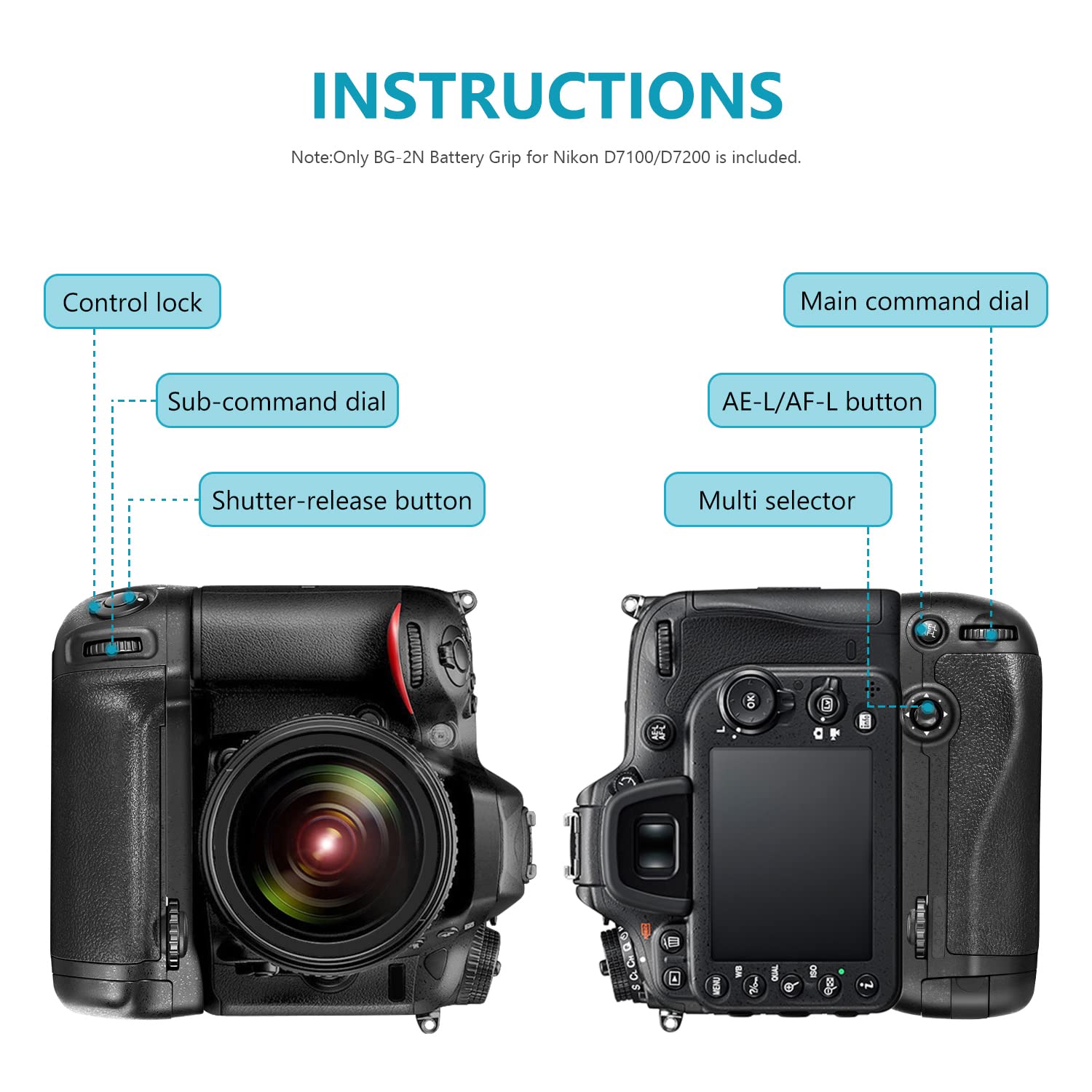 Foto 4 pulgar | Empuñadura De Batería Neewer  Vertical Para Nikon D7100 D7200 Con En-el15 - Venta Internacional.