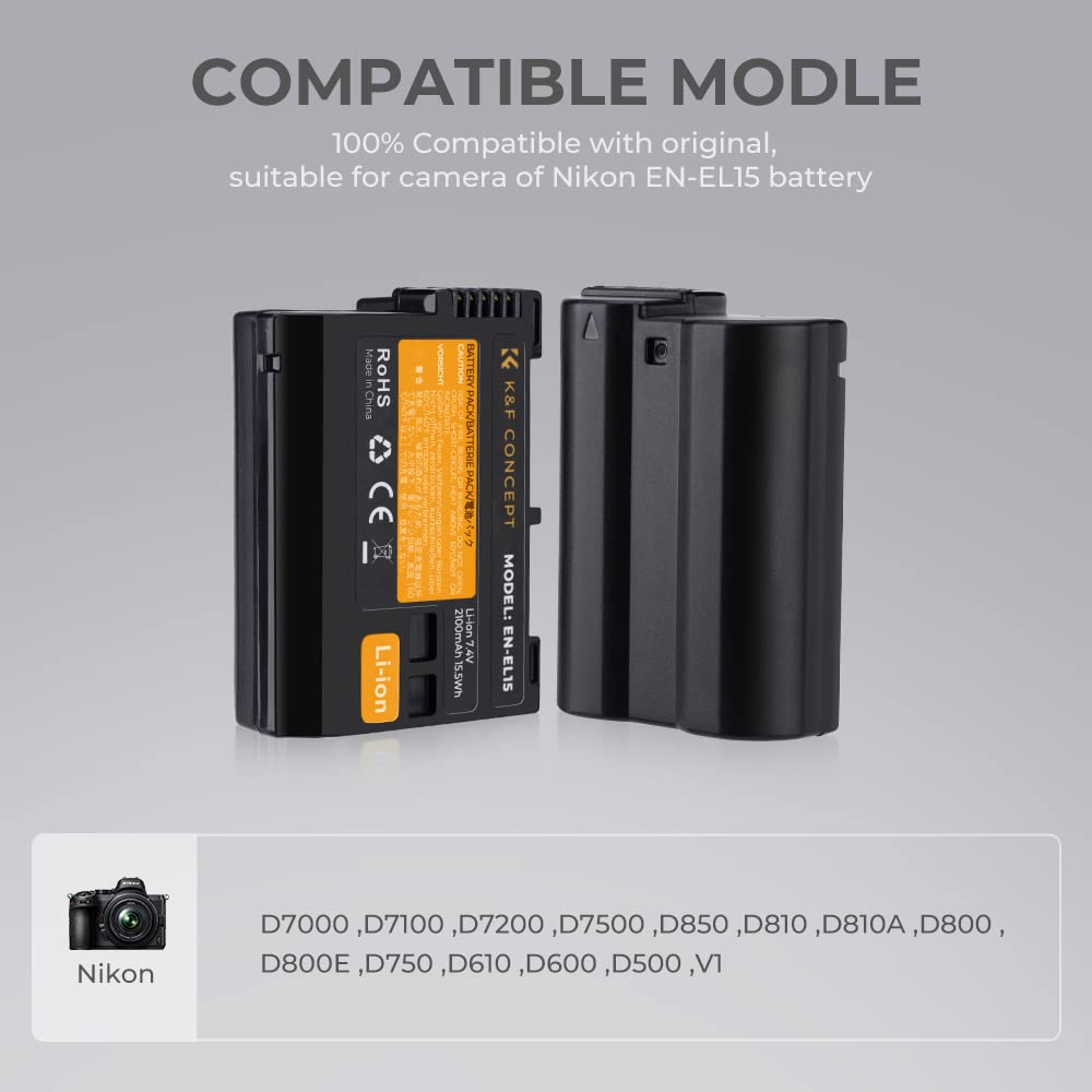 Foto 4 pulgar | Batería Y Cargador De Doble Ranura K&f Concept En-el15 Para Nikon Z8 - Venta Internacional.
