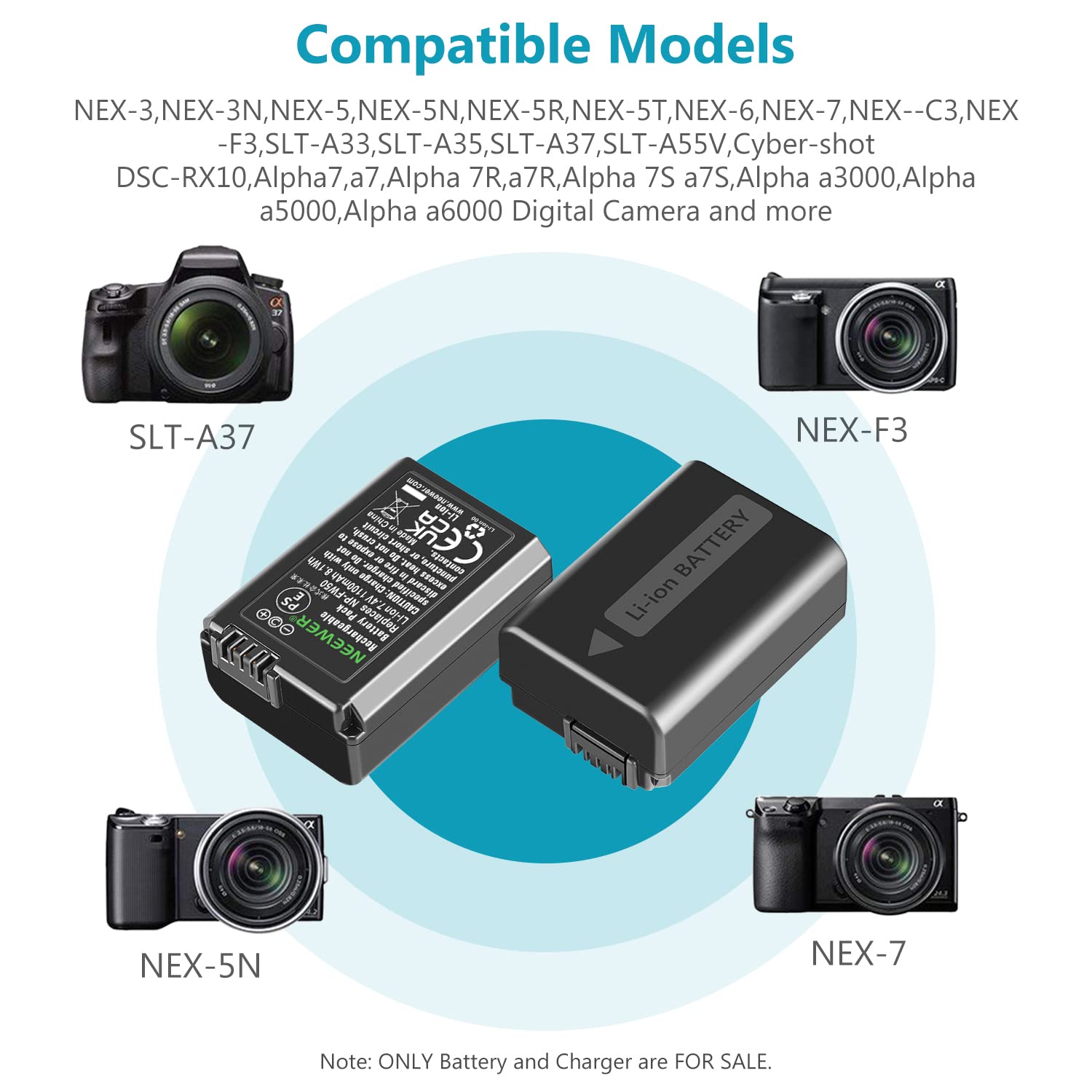 Foto 5 | Set De Cargador De Batería Para Cámara Neewer Np-fw50 Para Sony Zv-e10 - Venta Internacional.