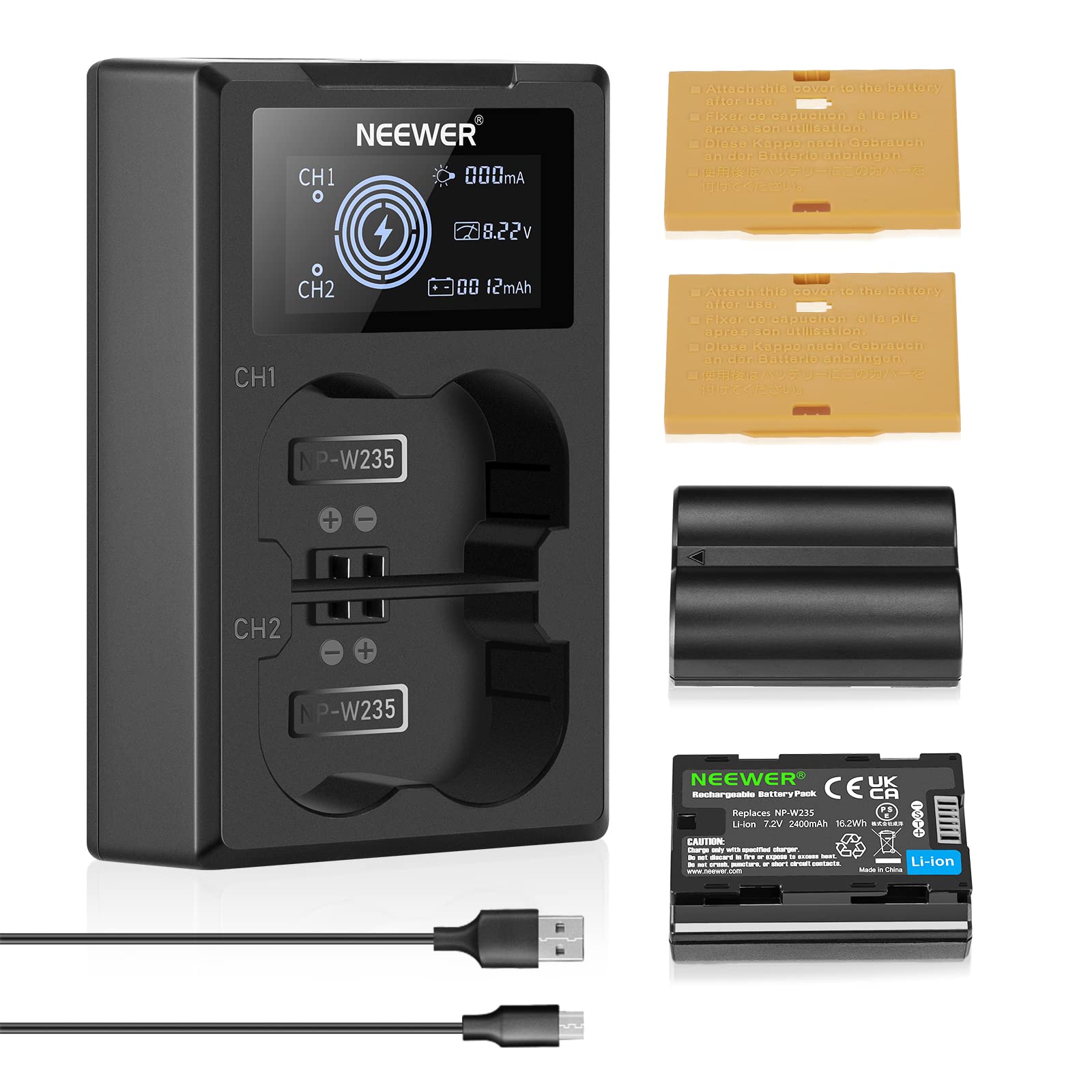 Foto 2 pulgar | Set De Cargador De Batería Para Cámara Neewer Np-w235 Con 2 X 2400 Mah - Venta Internacional.