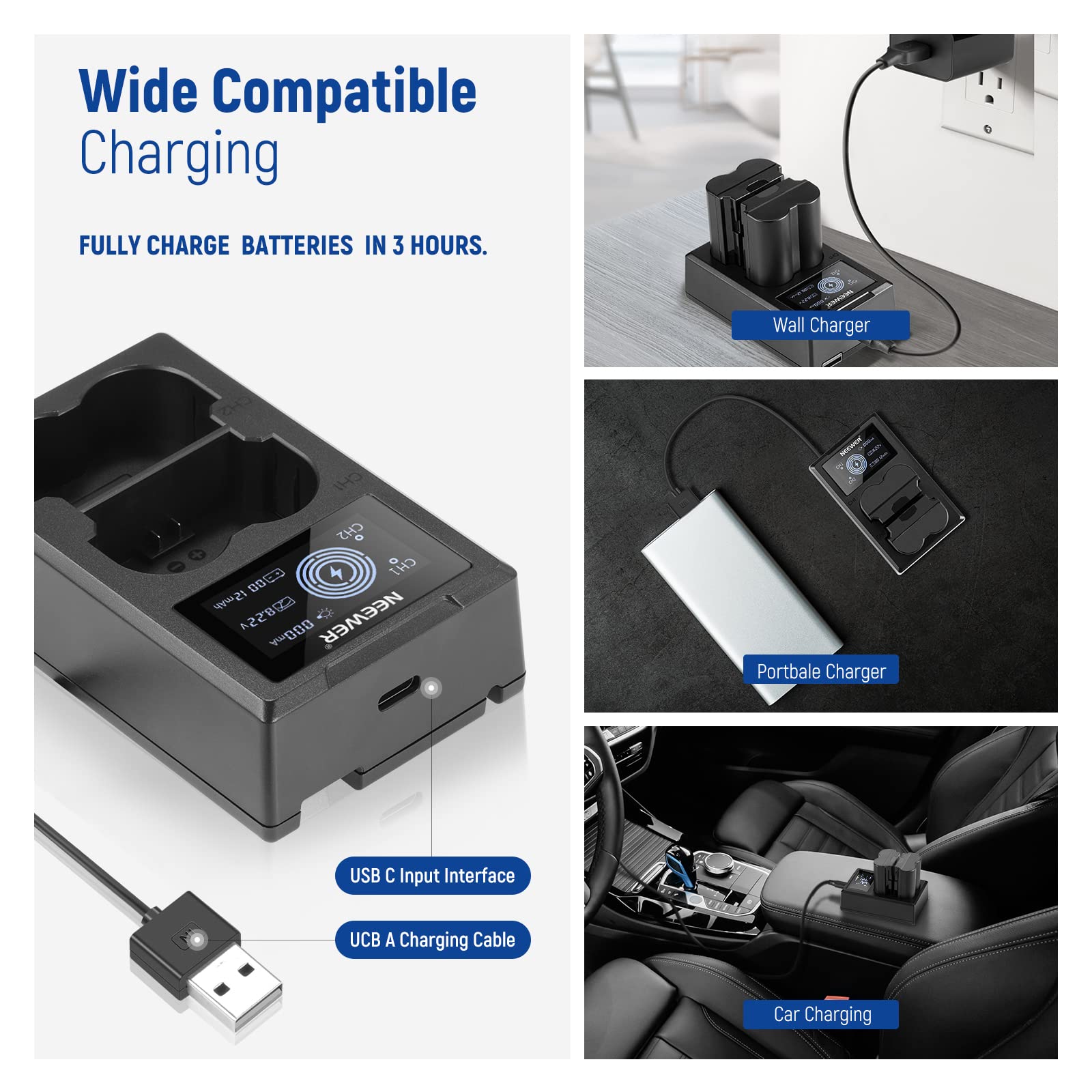 Foto 5 | Set De Cargador De Batería Para Cámara Neewer Np-w235 Con 2 X 2400 Mah - Venta Internacional.