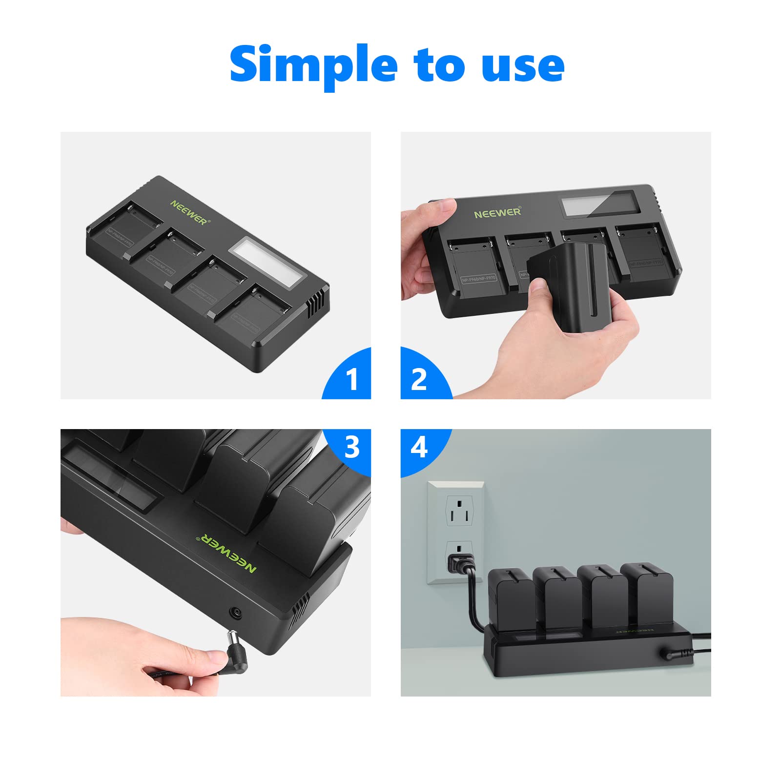 Foto 7 pulgar | Baterías De Repuesto Neewer Np-f970 De 600 Mah Con Cargador, Paquete De 4 - Venta Internacional.