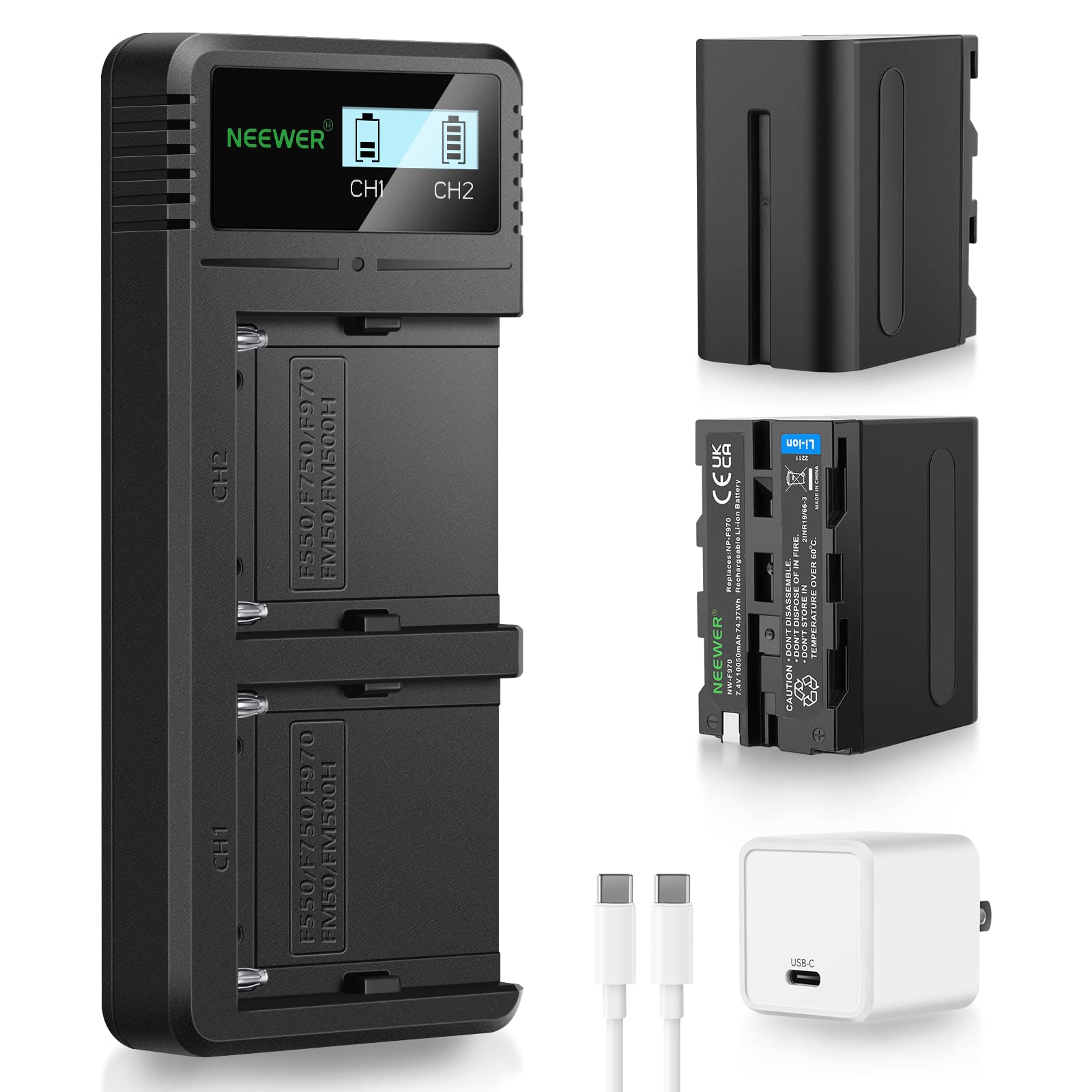 Foto 1 | Juego De Baterías Neewer 10050 Mah Np-f970 Con Cargador Rápido Pd De 20 W - Venta Internacional.