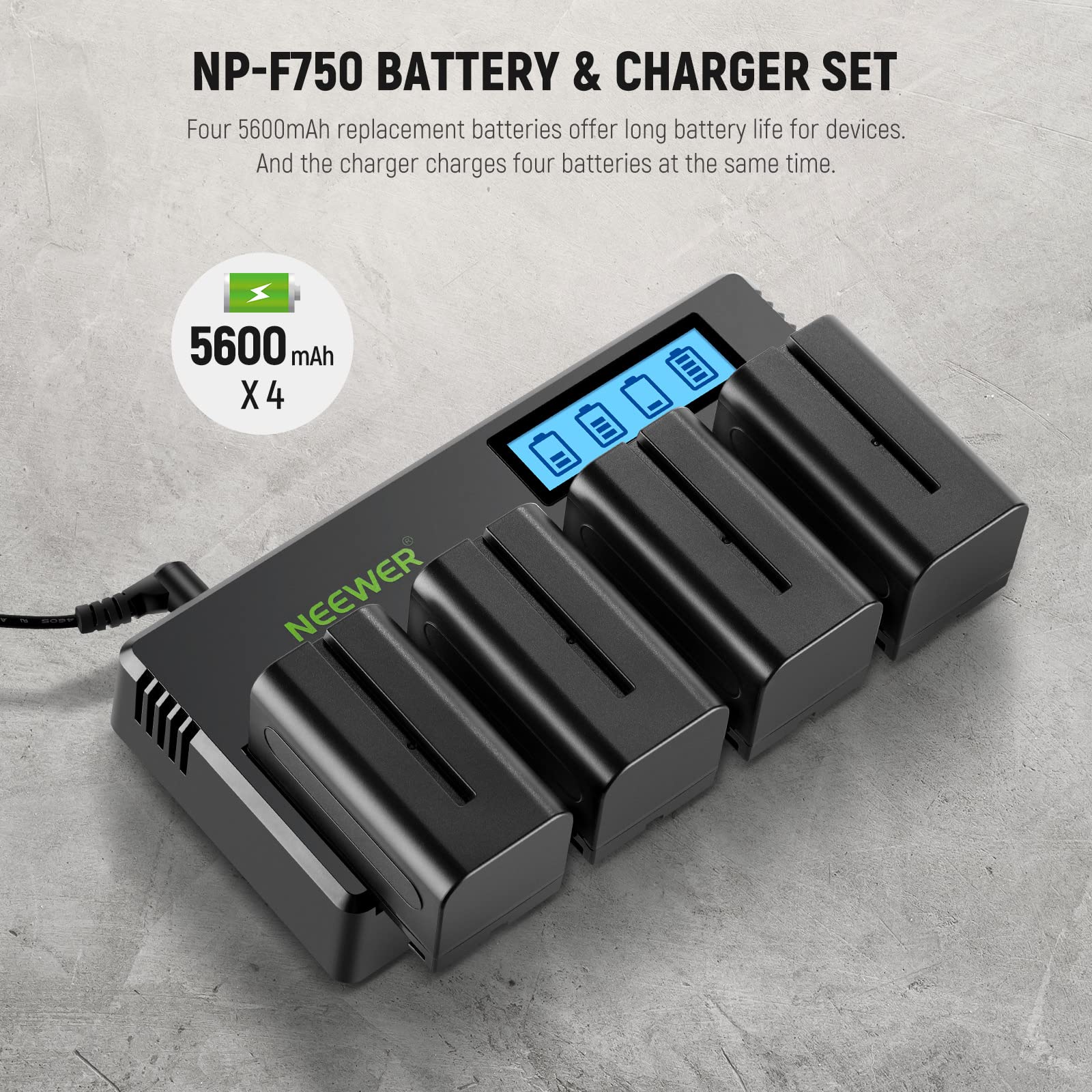 Foto 3 pulgar | Baterías De Repuesto Neewer Np-f750 7,4 V 5600 Mah (x4) Con Cargador - Venta Internacional.