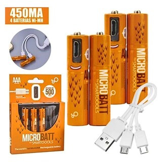 Foto 1 | 4 Baterías Aaa Recargables Micro Usb Carga Rápida