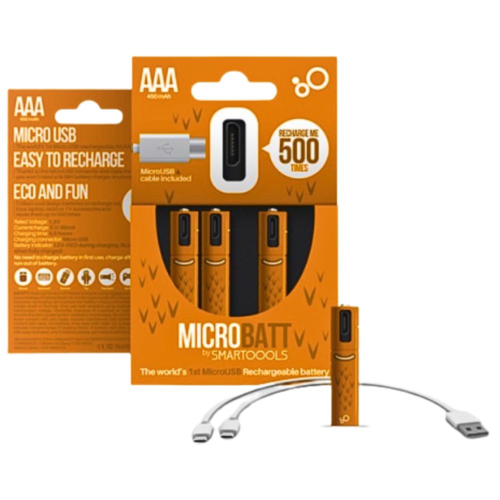 Foto 3 pulgar | 4 Baterías Aaa Recargables Micro Usb Carga Rápida