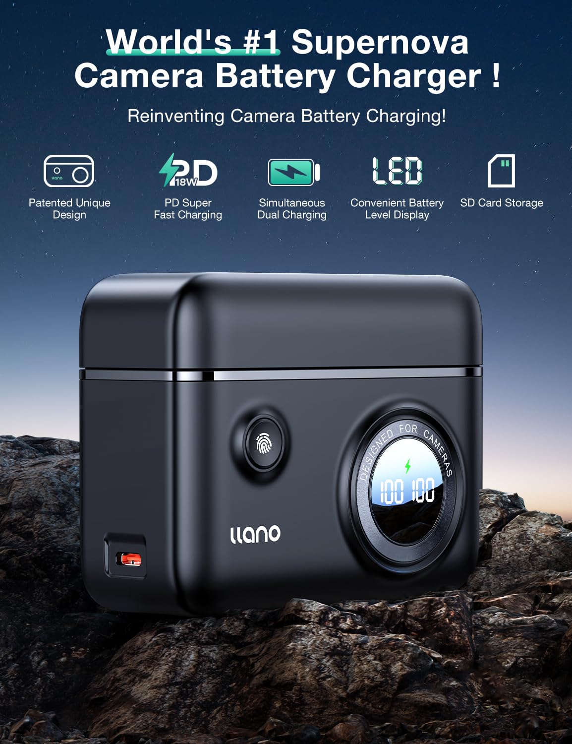 Foto 2 | Cargador De Batería Para Cámara Llano Np-fz100 18w Fast Dual Usb C - Venta Internacional.