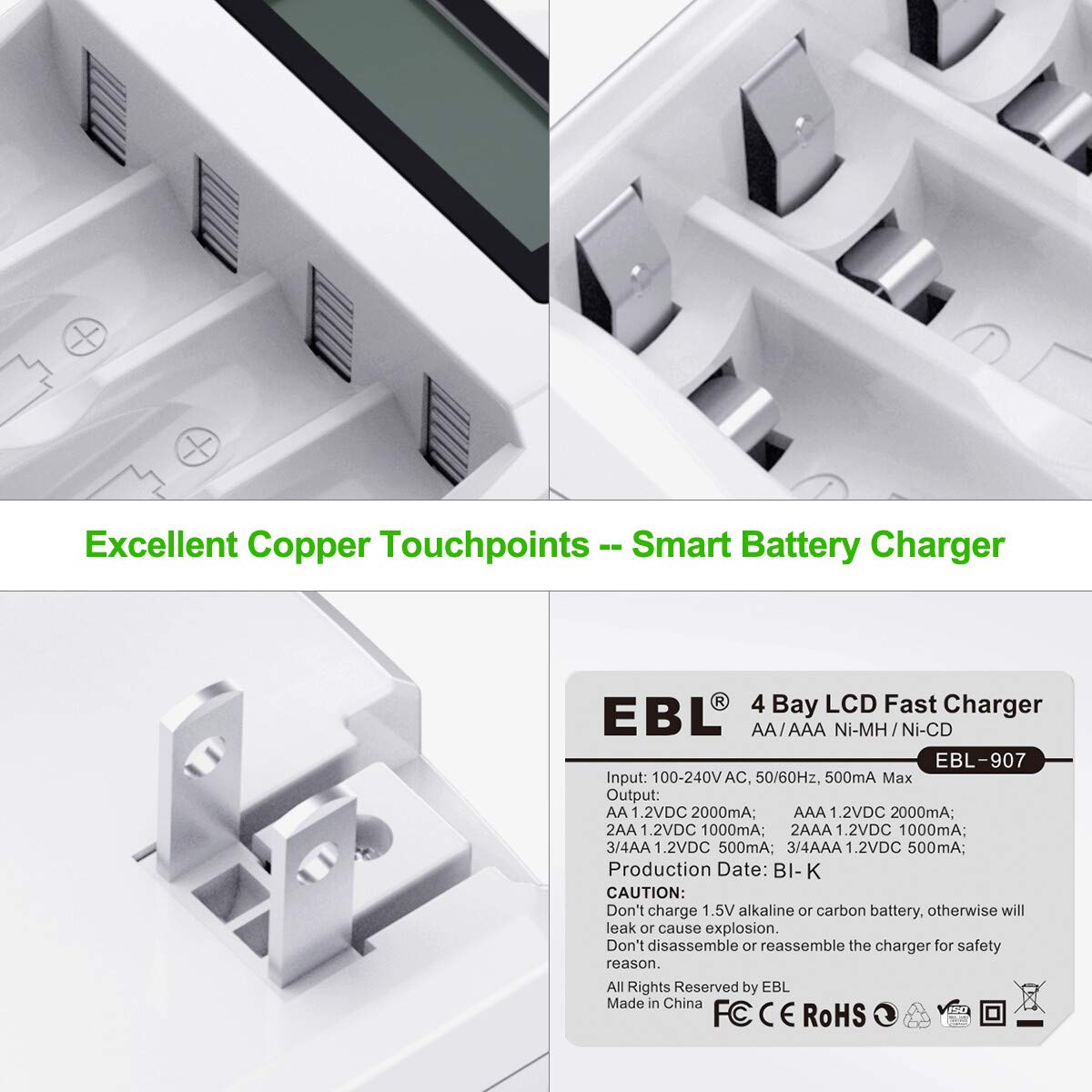 Foto 3 pulgar | Baterías Recargables Ebl 907 Aaa 1100mah  8 Paquetes Con Cargador - Venta Internacional.