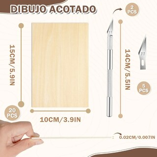 Foto 2 | 20 Piezas De Artesanía De Madera De Balsa Belug 10 X 15 Cm Cafe Claro