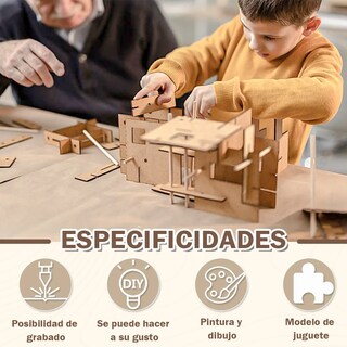 Foto 3 | 20 Piezas De Artesanía De Madera De Balsa Belug 10 X 15 Cm Cafe Claro