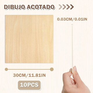 Foto 2 | 10pz Manualidades Diy Con Madera De Balsa Lab.g 30 X 30 Cm Cafe Claro