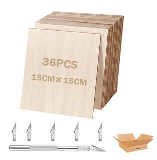 Foto 1 | 36pcs Diy Artesanía Láminas De Madera Lab.g De Balsa 15 X 15 Cm Cafe Claro