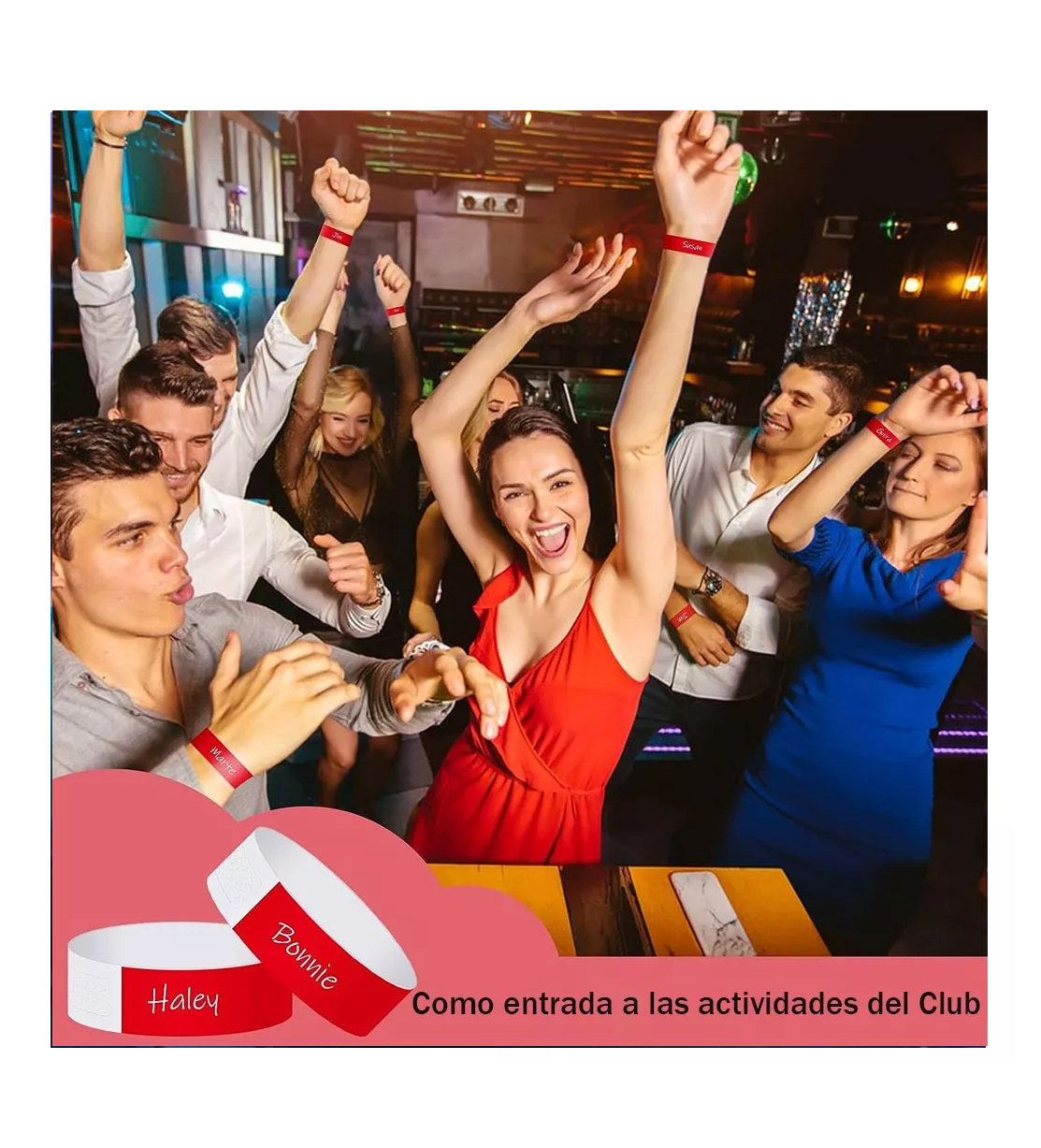 Foto 4 pulgar | Pulseras de Papel Belug 500 Piezas Rojas