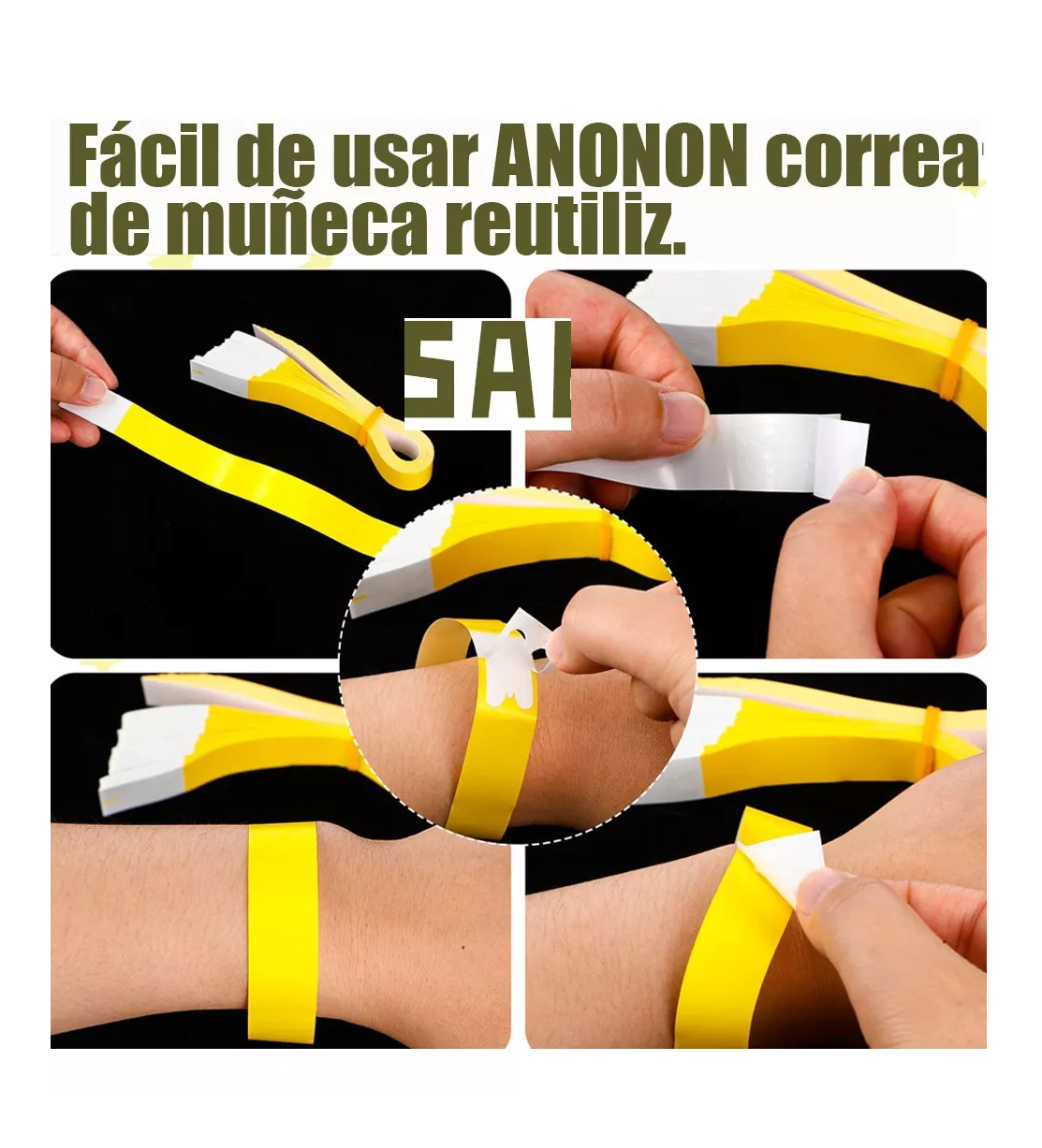 Foto 4 pulgar | Pulseras de Papel para Identificación500 Piezas Amarillas