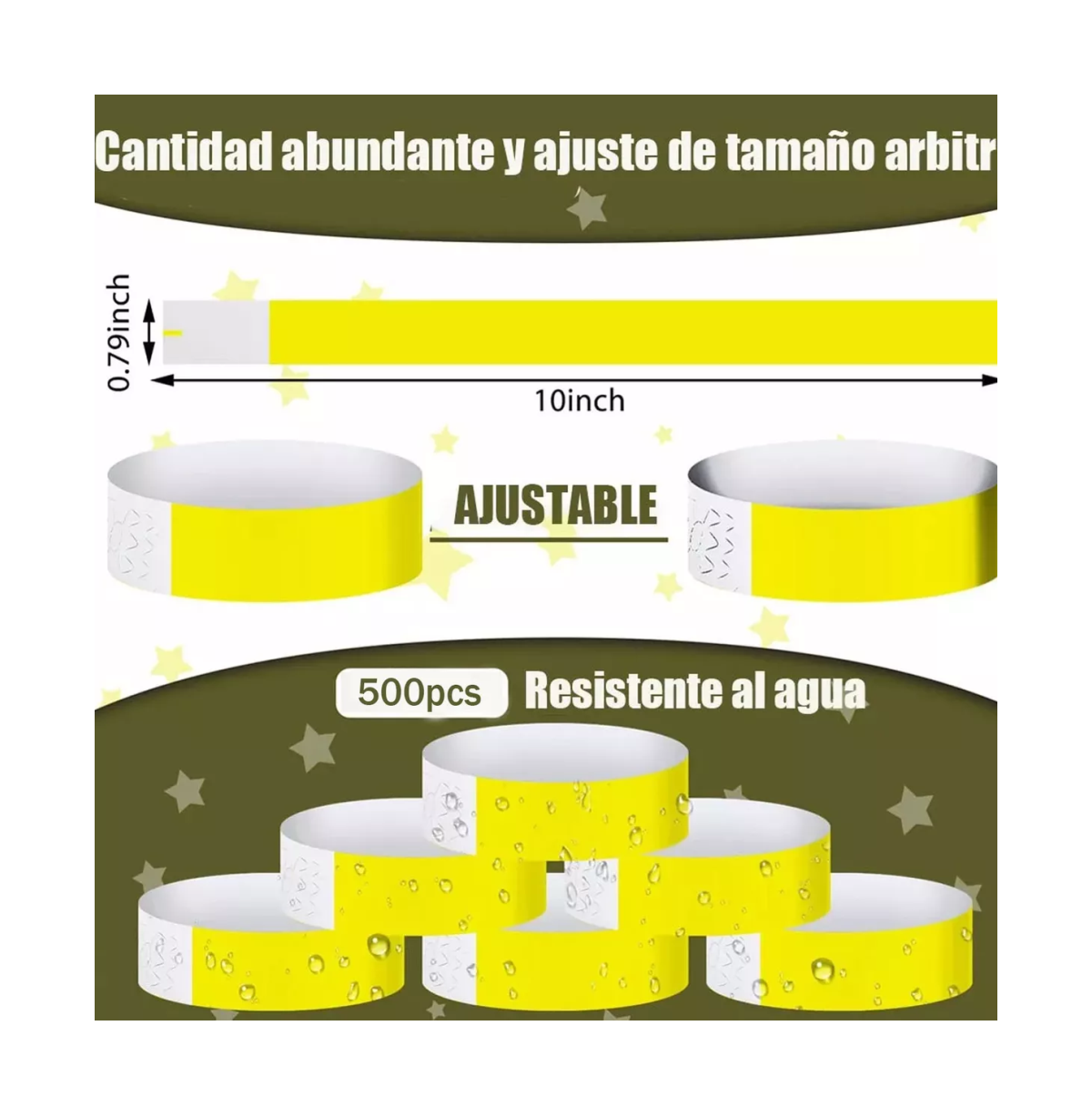 Foto 5 pulgar | Pulseras de Papel para Identificación500 Piezas Amarillas