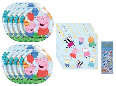 Foto 1 | Paquete De Artículos De Fiesta Para Cumpleaños De Peppa Pig Para 16 Personas Con Platos - Venta Internacional.