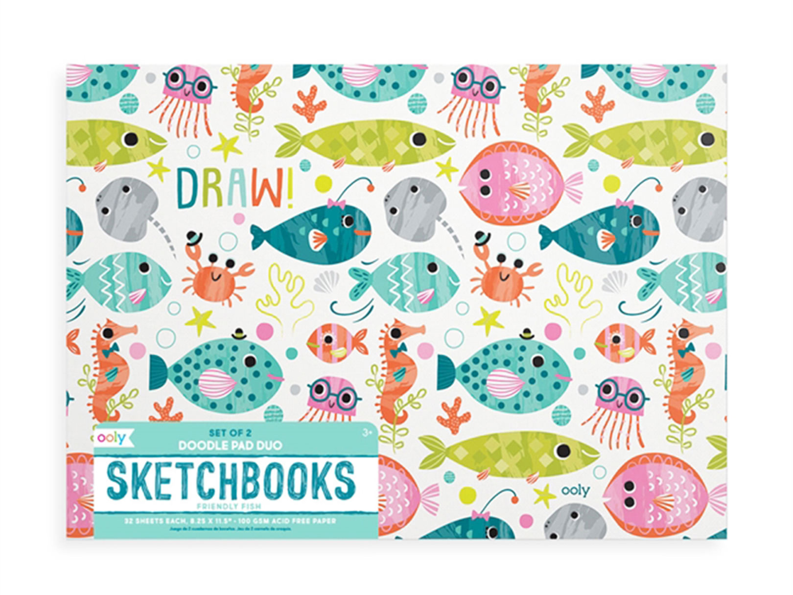 Foto 4 pulgar | Cuaderno de Bocetos Pescados Ooly 2 pz