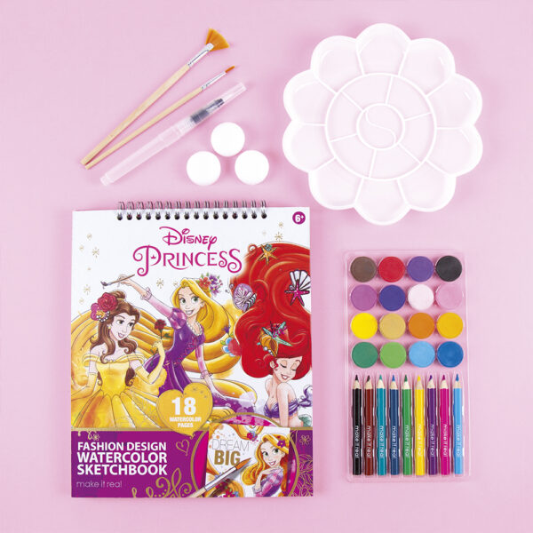 Foto 3 pulgar | Set de Princesas Disney Cuaderno Boceto Diseño Moda Acuarela Deluxe