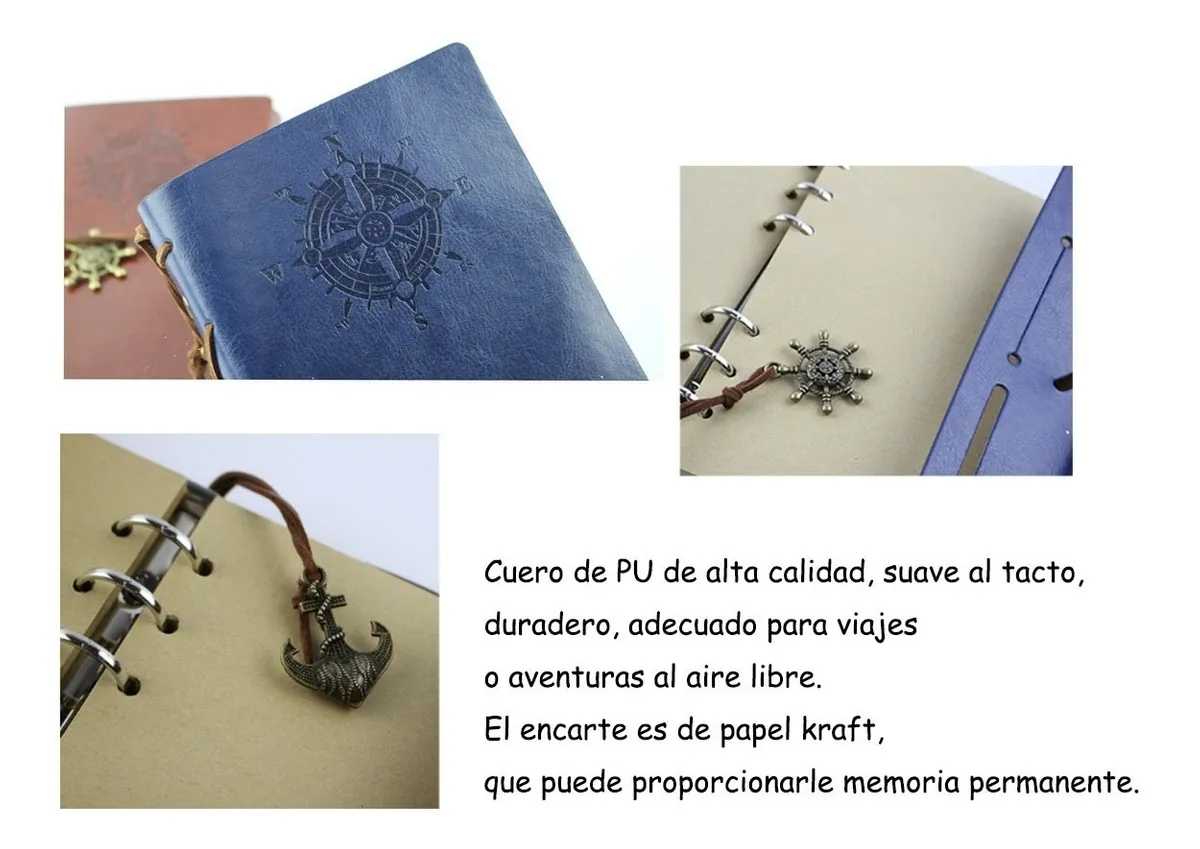 Foto 4 pulgar | Libreta Vintage de Piel Grande Malubero color Azul