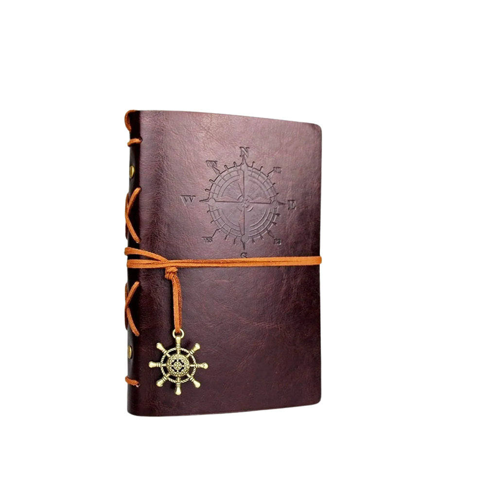 Libreta Vintage de Piel Grande color Café