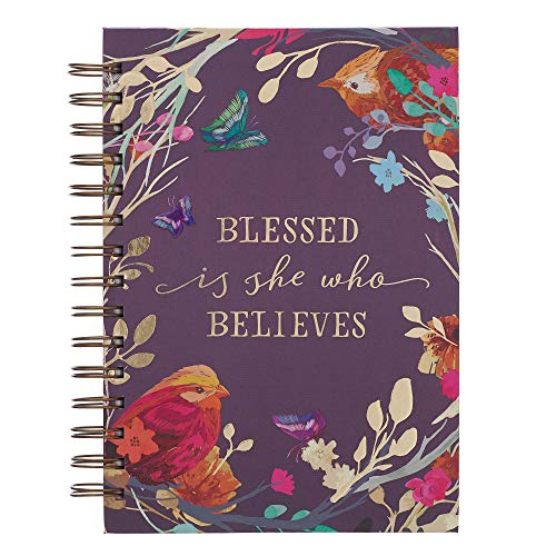 Venta Internacional- Cuaderno Espiral Inspirador Mujeres Bendita Aquella Cree Pájaros/floral Berenjena Encuadernado