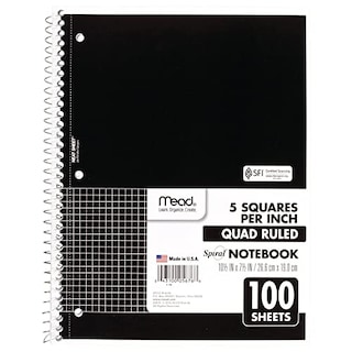 Foto 1 | Venta Internacional- Cuaderno Espiral Mead 1 Materia Papel Cuadriculado 10-1/2'' X 8'' 100 Hojas Negro