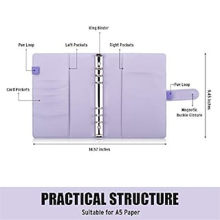 Foto 2 | Venta Internacional - Cuaderno Binder Sooez A5 Planificador 6 Anillas Diseño Elegante Cubierta Organizador