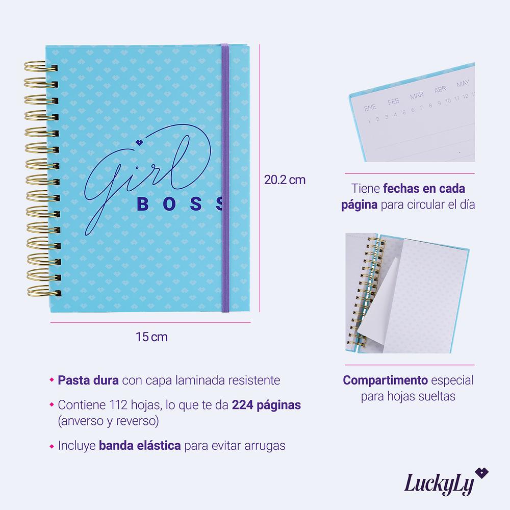 Foto 8 pulgar | Libreta de Notas LuckyLy Azul Pasta Dura