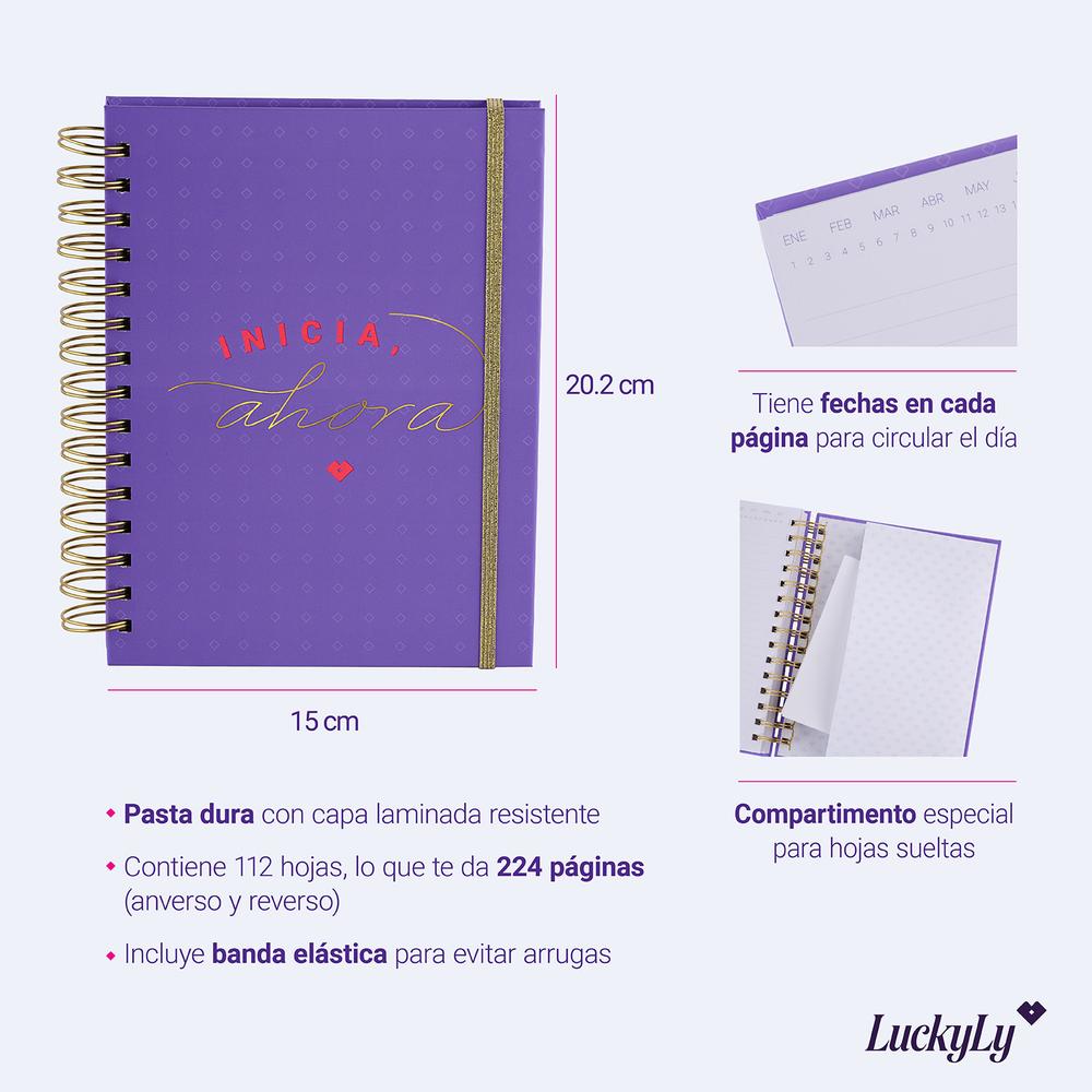 Foto 8 pulgar | Libreta de Notas LuckyLy Púrpura Pasta Dura