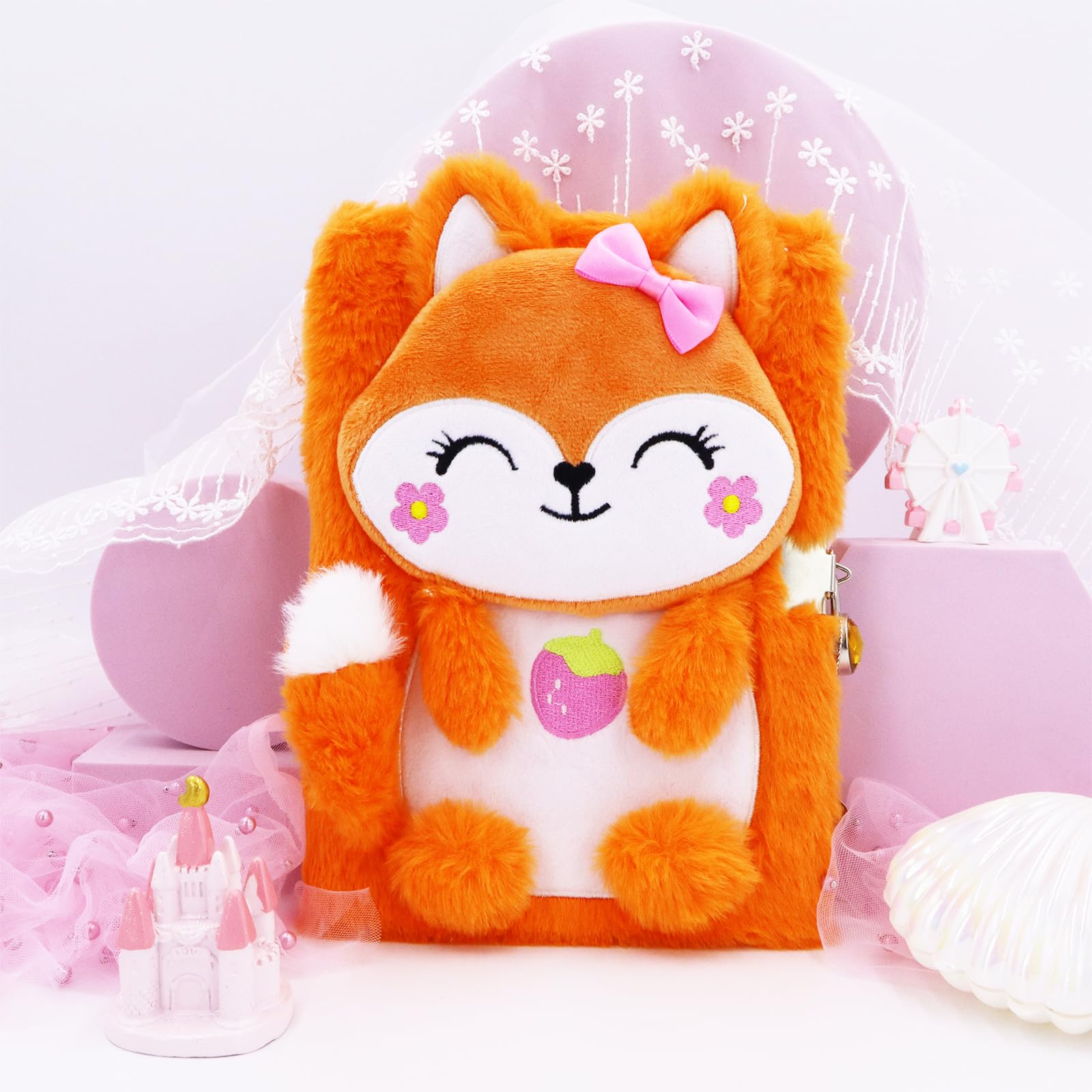 Foto 3 pulgar | Venta Internacional - Diario Plush Fox con Candado y 160 Páginas Rayadas