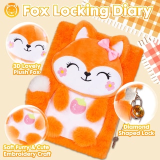 Foto 3 | Venta Internacional - Diario Plush Fox con Candado y 160 Páginas Rayadas