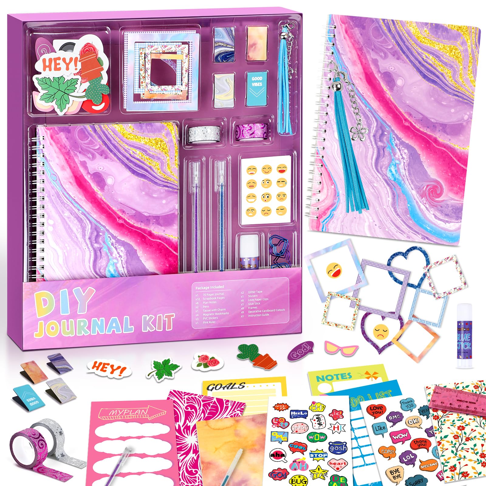 Venta Internacional - Kit De Diario Diy Perryhome Para Niñas Adolescentes De 6 A 14 Años, Color Morado