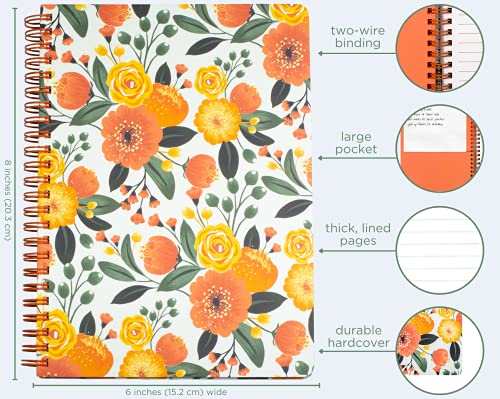 Foto 5 pulgar | Cuaderno Espiral Steel Mill 8.25 x 6.25'' Tapa Dura 160 Páginas Floral Naranja - Venta internacional