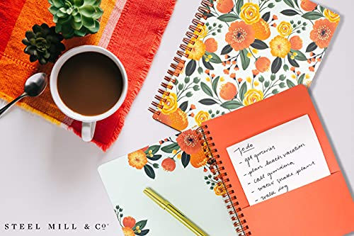 Foto 6 pulgar | Cuaderno Espiral Steel Mill 8.25 x 6.25'' Tapa Dura 160 Páginas Floral Naranja - Venta internacional