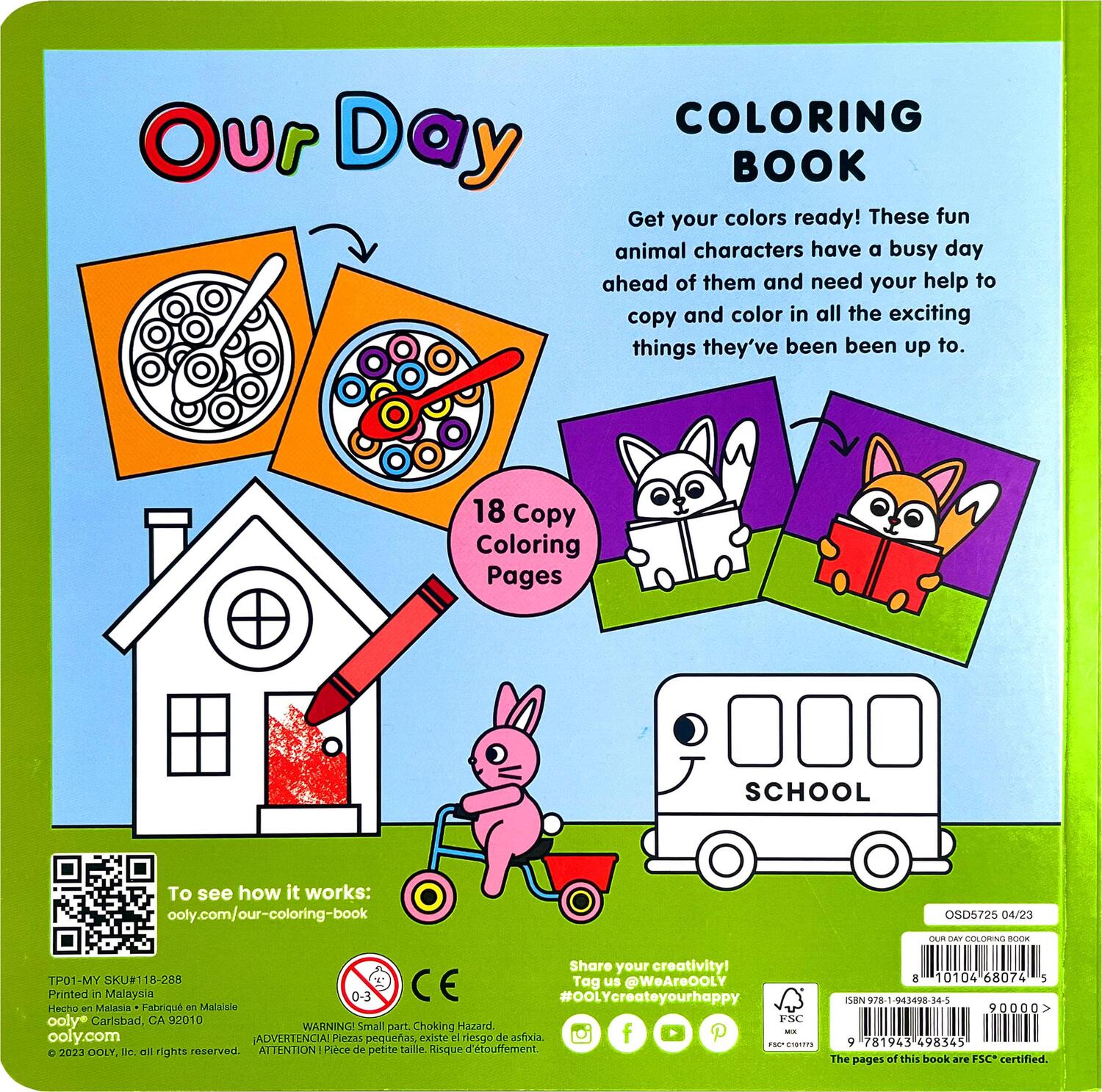 Foto 4 | Libro para Colorear Ooly Our Day