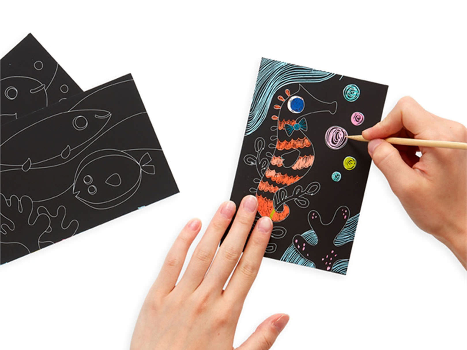 Foto 3 | Kit de Arte para Rascar y Garabatear con Peces Amigables Ooly