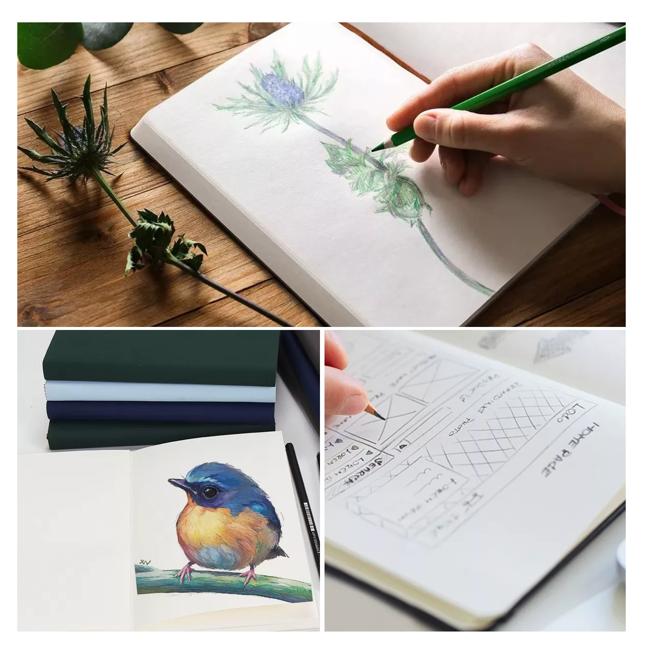 Foto 4 pulgar | Cuaderno A5 Libreta Boceto Dibujo Art Book Azul Claro 4 Pcs