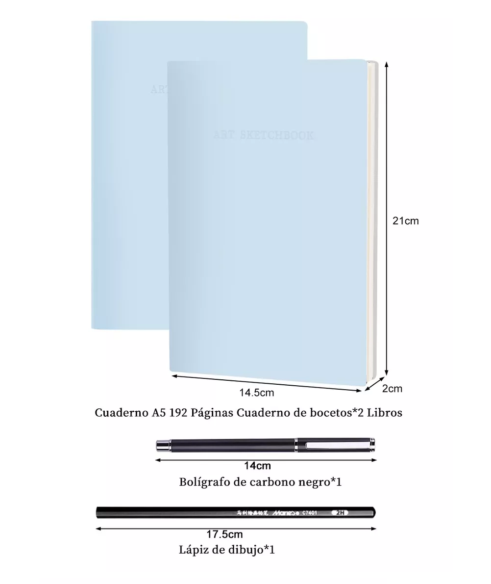 Foto 4 | Cuaderno A5 Libreta Boceto Dibujo Art Book Azul Claro 4 Pcs