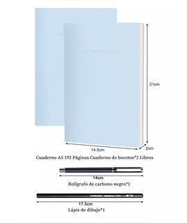 Foto 4 | Cuaderno A5 Libreta Boceto Dibujo Art Book Azul Claro 4 Pcs