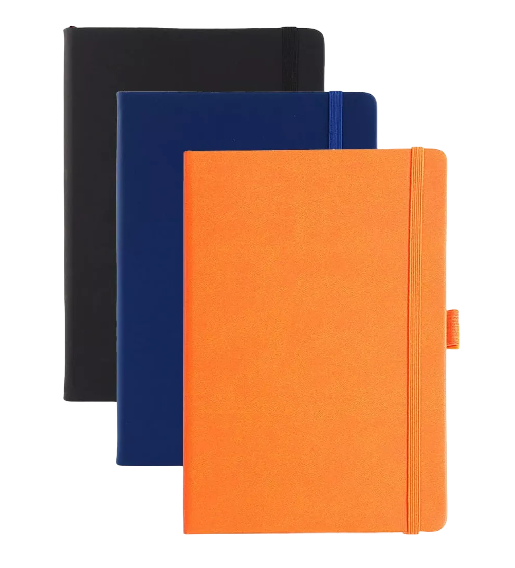 Foto 2 pulgar | Bloc de Notas A5 con Encuadernación de Cuero PU Negro, Azul y Naranja 3Pzs