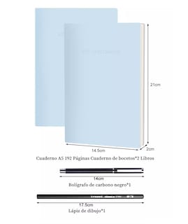 Foto 4 | Cuaderno A5 Libreta Boceto Dibujo Art Book Azul Claro 4 Pcs