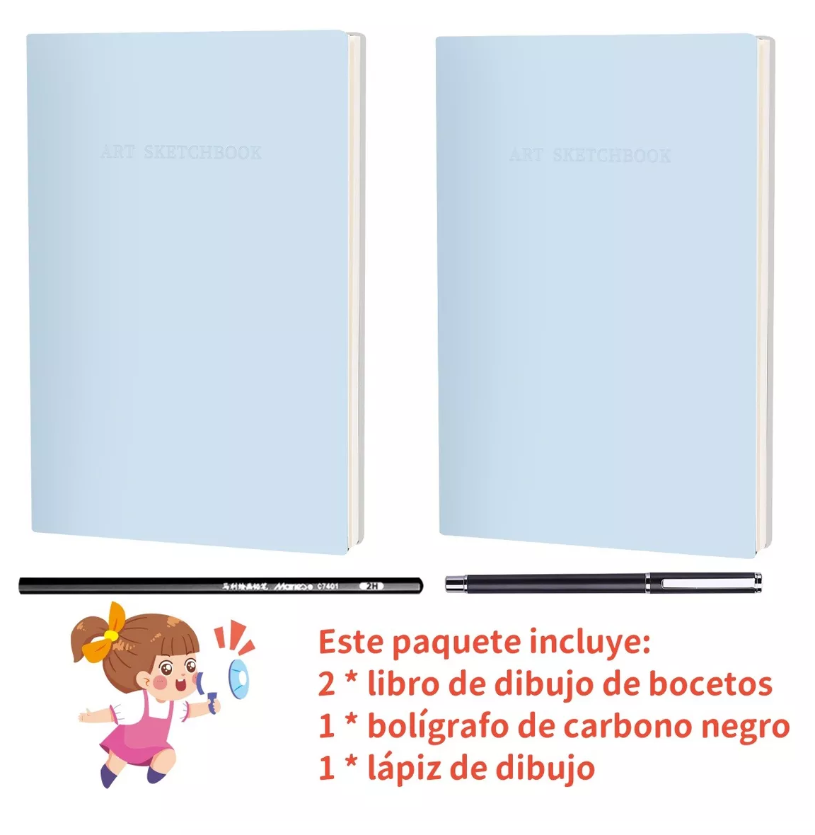 Foto 6 pulgar | Cuaderno A5 Libreta Boceto Dibujo Art Book Azul Claro 4 Pcs