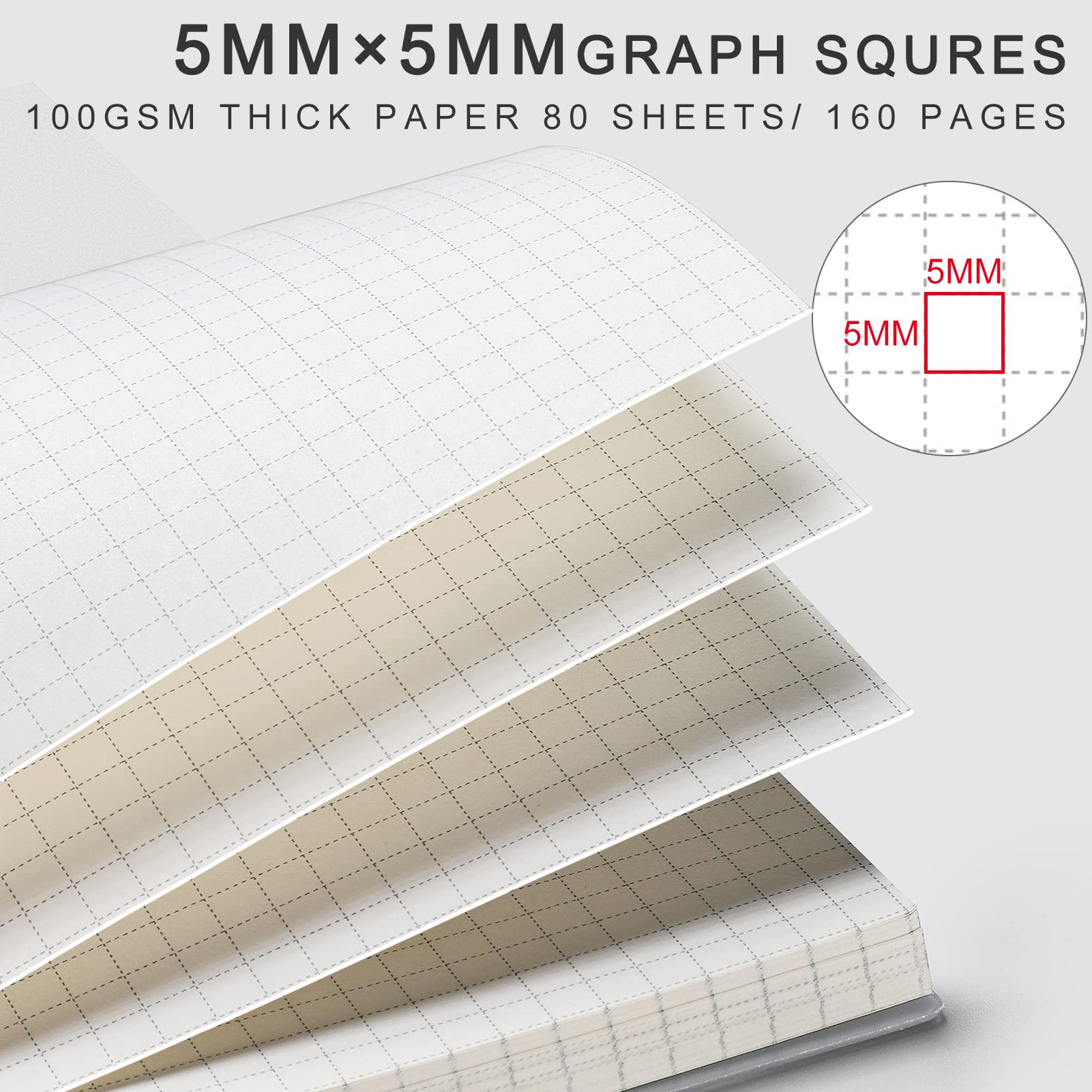 Foto 3 pulgar | Paquete De 3 Cuadernos De Papel Cuadriculado Ahgxg A5 Con Tapa Transparente - Venta Internacional.