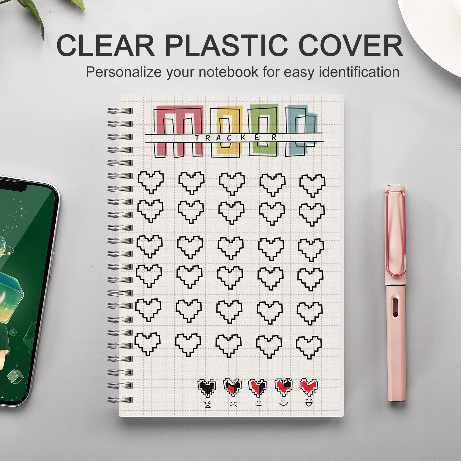 Foto 6 pulgar | Paquete De 3 Cuadernos De Papel Cuadriculado Ahgxg A5 Con Tapa Transparente - Venta Internacional.