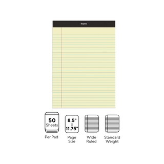 Foto 3 | Bloc De Notas Staples, Ancho, Rayado, 8,5 X 11,75 Cm, Tipo Canario, 50 Hojas - Venta Internacional.
