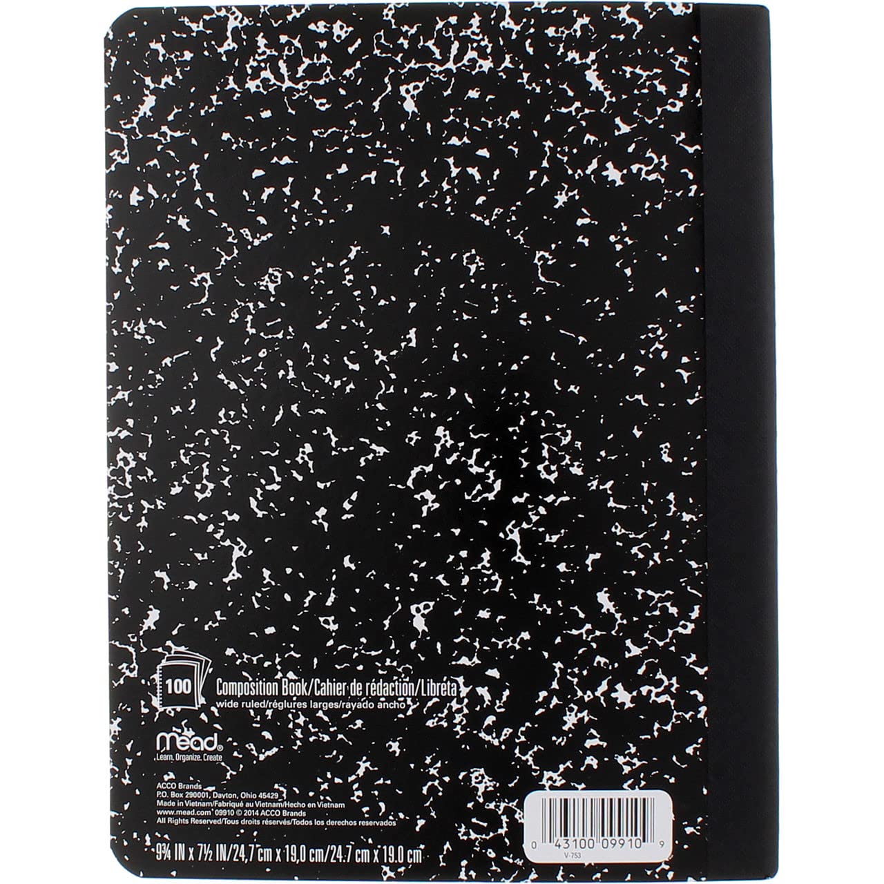 Foto 4 pulgar | Libro De Composición Mead Square Deal, Mármol Negro, 100 Hojas - Venta Internacional.