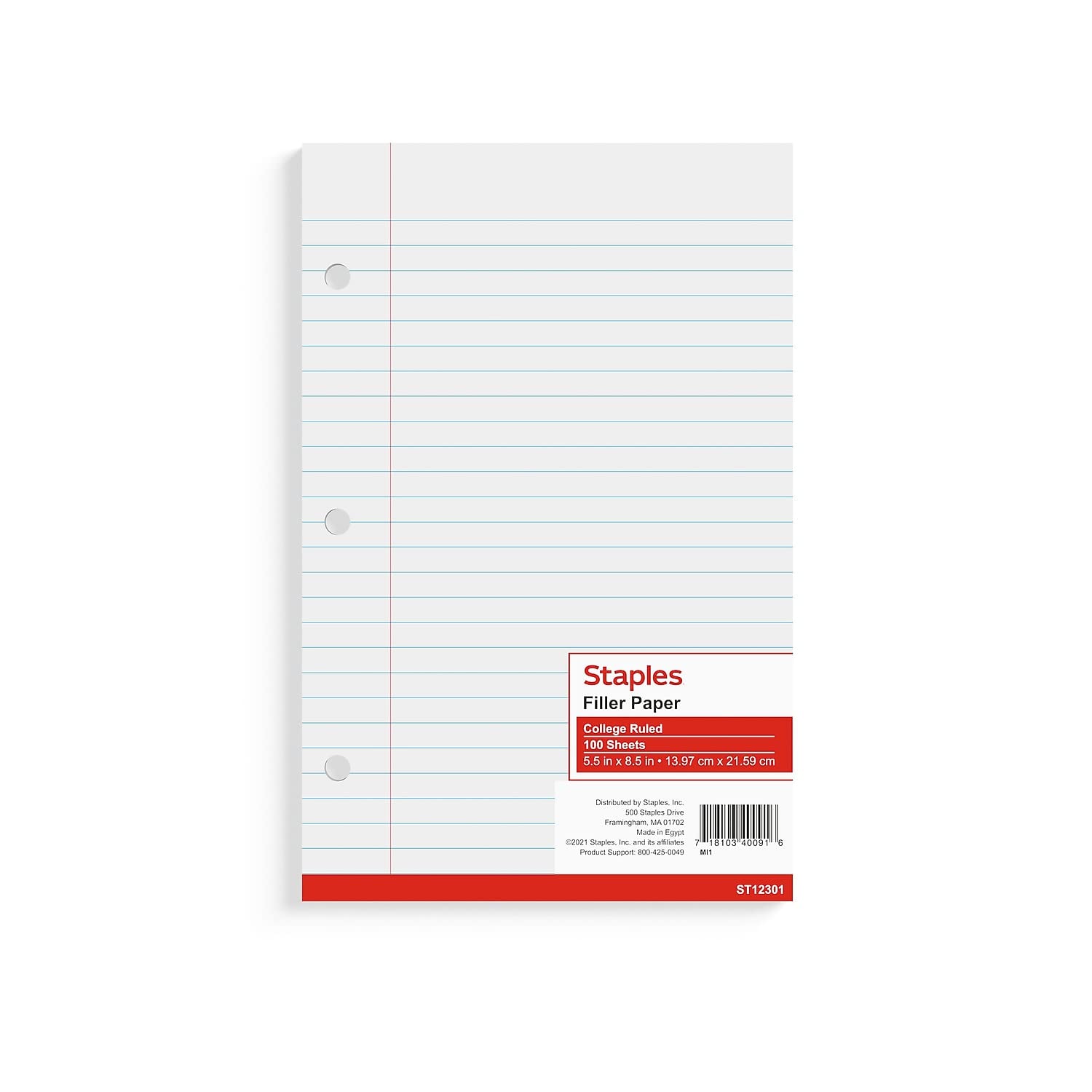 Foto 2 pulgar | Papel De Relleno Staples College Ruled, 5.5 X 8.5 Pulgadas, 300 Hojas - Venta Internacional.
